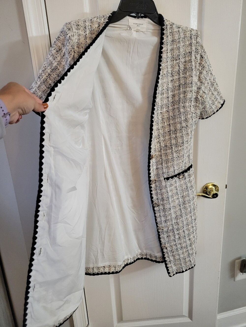 Pomander Place Tuckernuck White Tweed Josephine Mini Dress Size Small - Picture 2 of 11